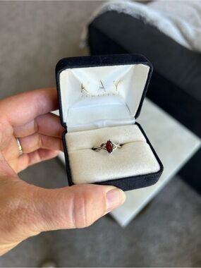 Kay Jewelers Silver Ring with Marquise Garnet - Red Stone